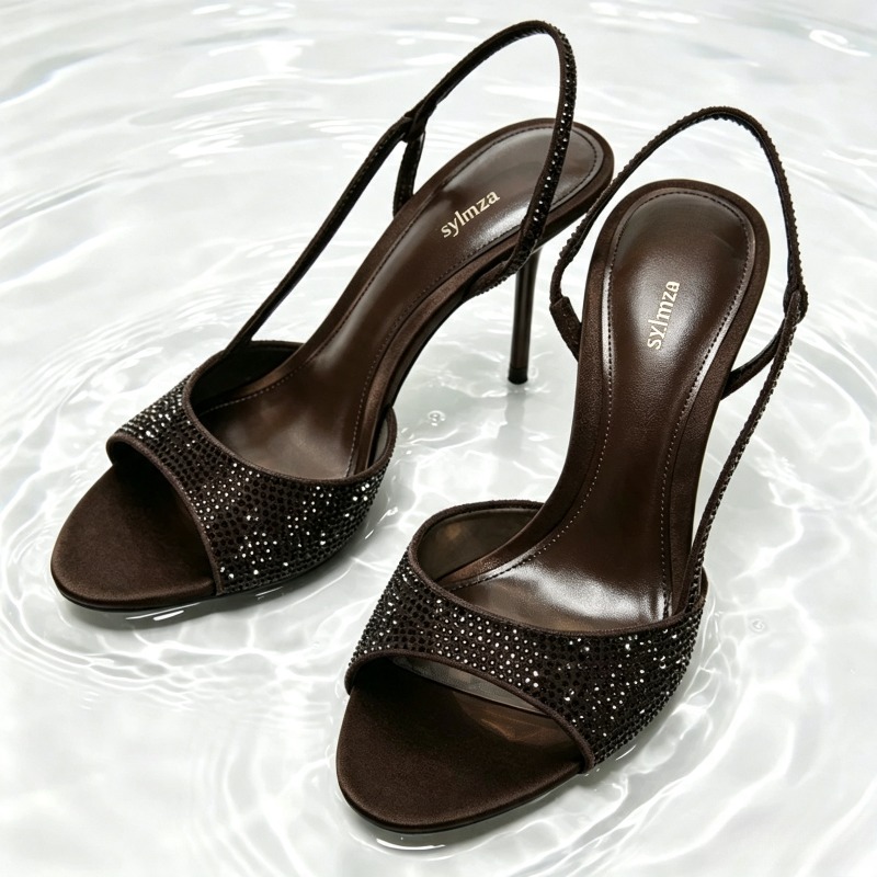 Women'S Fashion Brand Shoes - Modische Slingback-Absätze mit Kristalldetails für Damen,