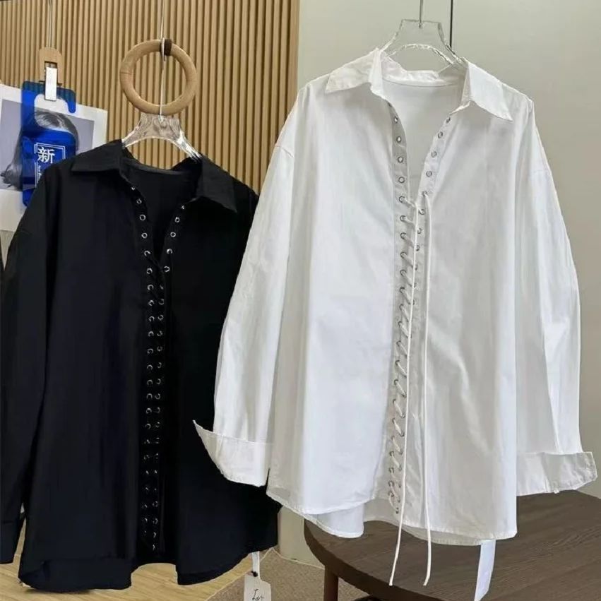 Women'S Fashion Trends 2026 Spring Summer - Einzigartiges Design, schwarz-weiße Baumwollblusen, Hemden für