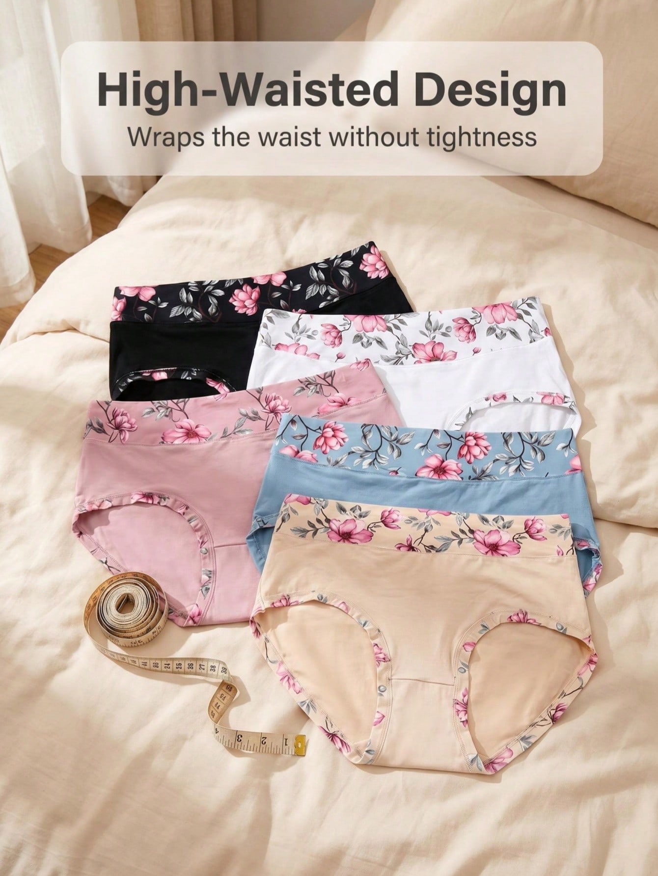 Women'S Fashion Trends - 5-teiliges Set Damen-Slips mit Blumenmuster in
