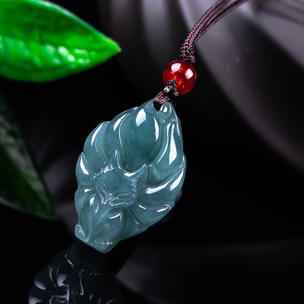 Women'S Fashion Trends - Natürliche burmesische Jadeit-Fuchs-Anhänger-Halskette, Vintage-Accessoires, Edelstein, echter
