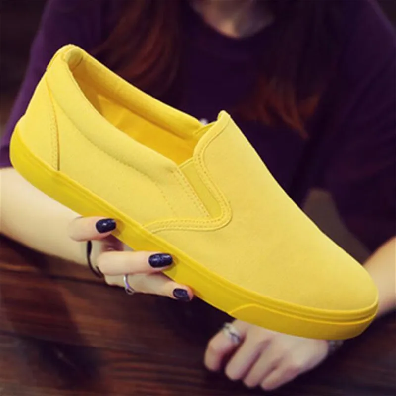 Women'S Yellow Fashion Sneakers - Männer und Frauen Atmungsaktive Leinwand Freizeitschuhe