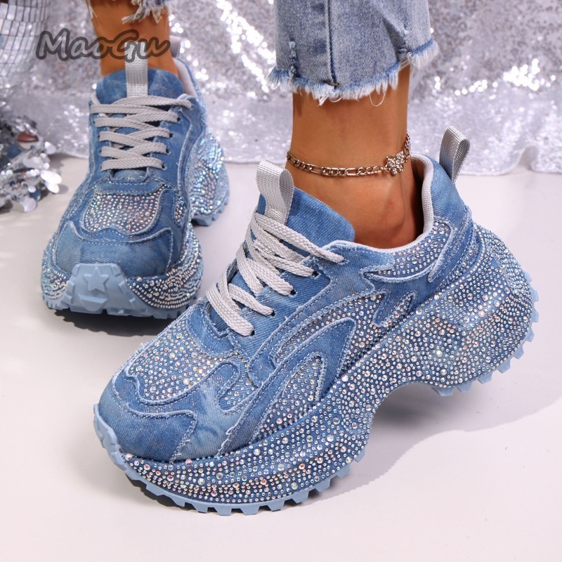 Women'S Fashion Gym Shoes - Mode Strass frauen Chunky Turnschuhe Dicke