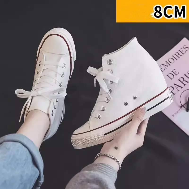 Women'S Fashion Gym Shoes - Hohe 8 cm Plattform-Leinwandschuhe für Frauen,
