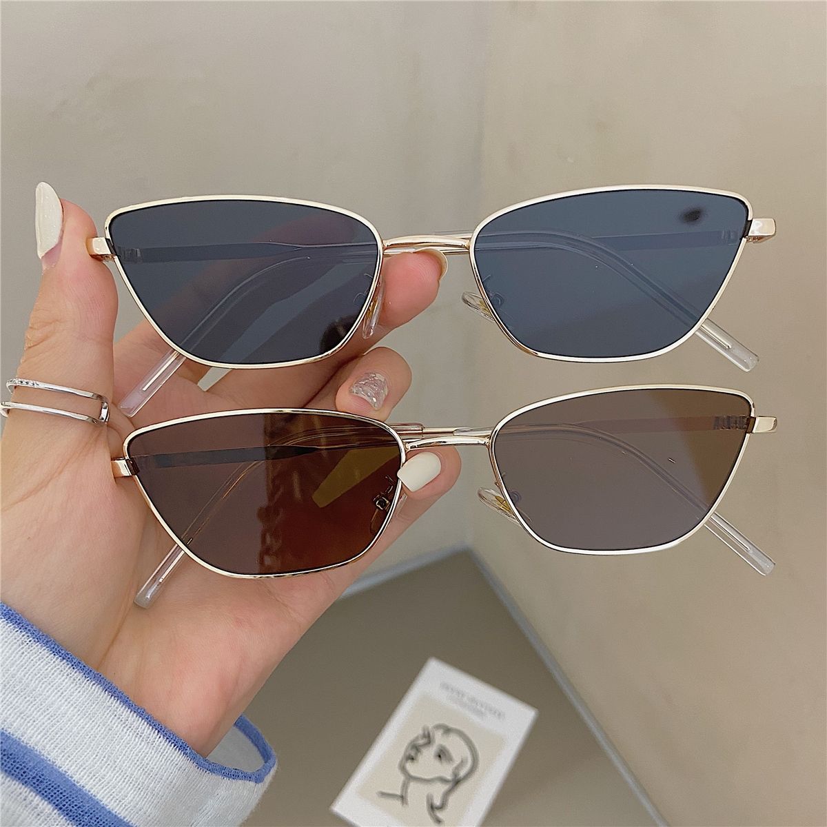 Women'S Fashion Eyewear - Modische Rautenförmige Metall-Sonnenbrille für Damen, Vielseitig