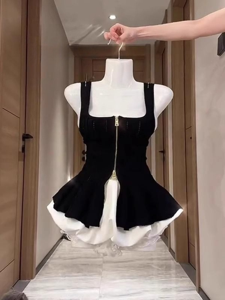 V Neck Cami Top - Sommerliches Gothic Hot Girl Slim Slip