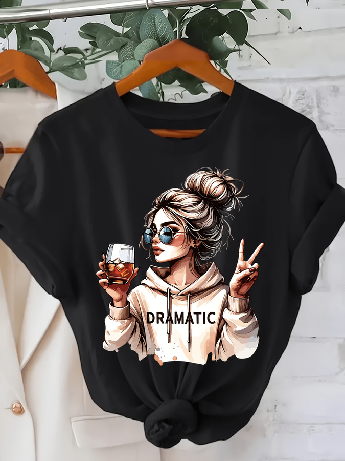 Women'S Fashion Trends 2026 Spring Summer - DRAMATIC 1-teiliges Damen-T-Shirt mit modischem Aufdruck,