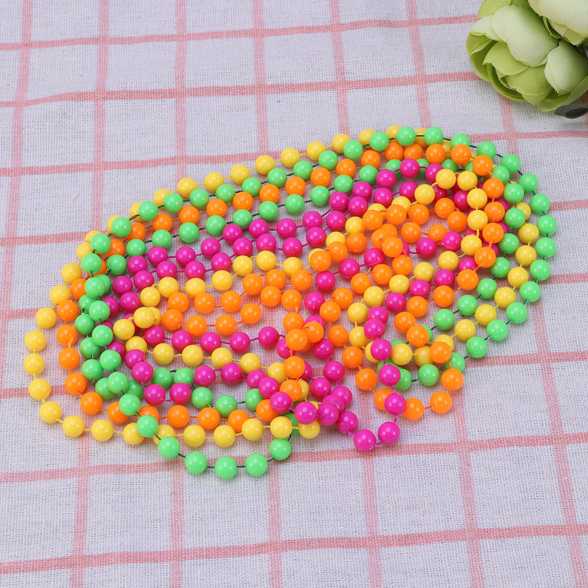 Women Fashion 80S - 4-teilige Plastikperlenkette für Damen, bunte Neon-Kugelkette,