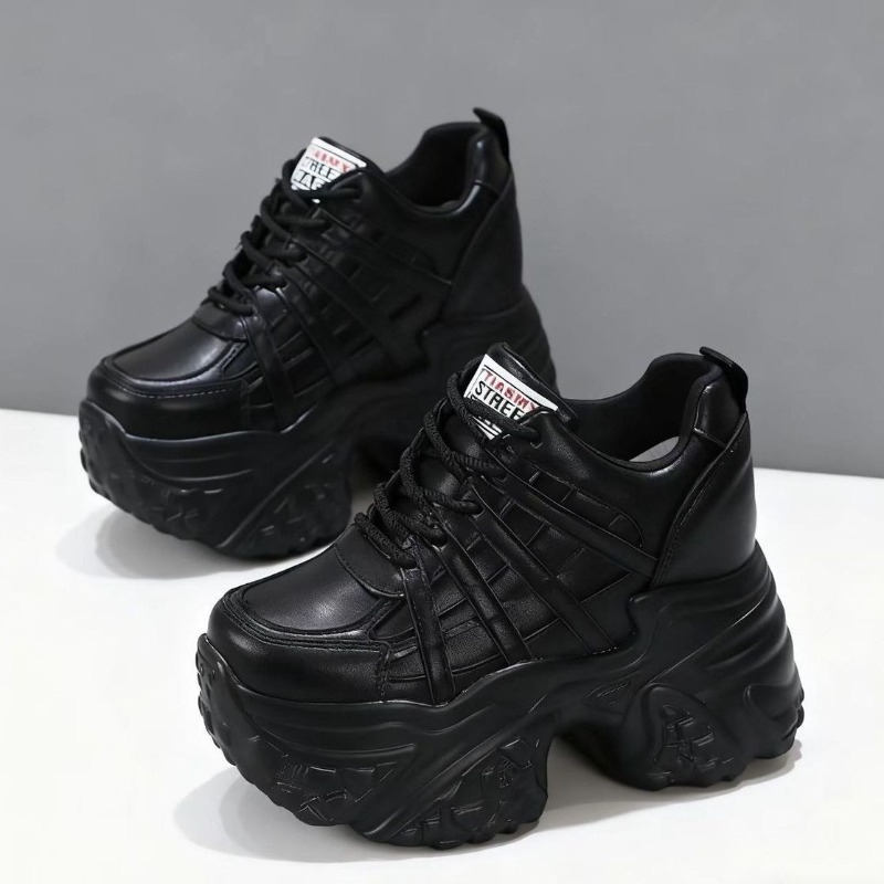 Women'S Fashion Gym Shoes - 2026 Neu 10M 12CM Echtleder Plateau-Keilabsatz