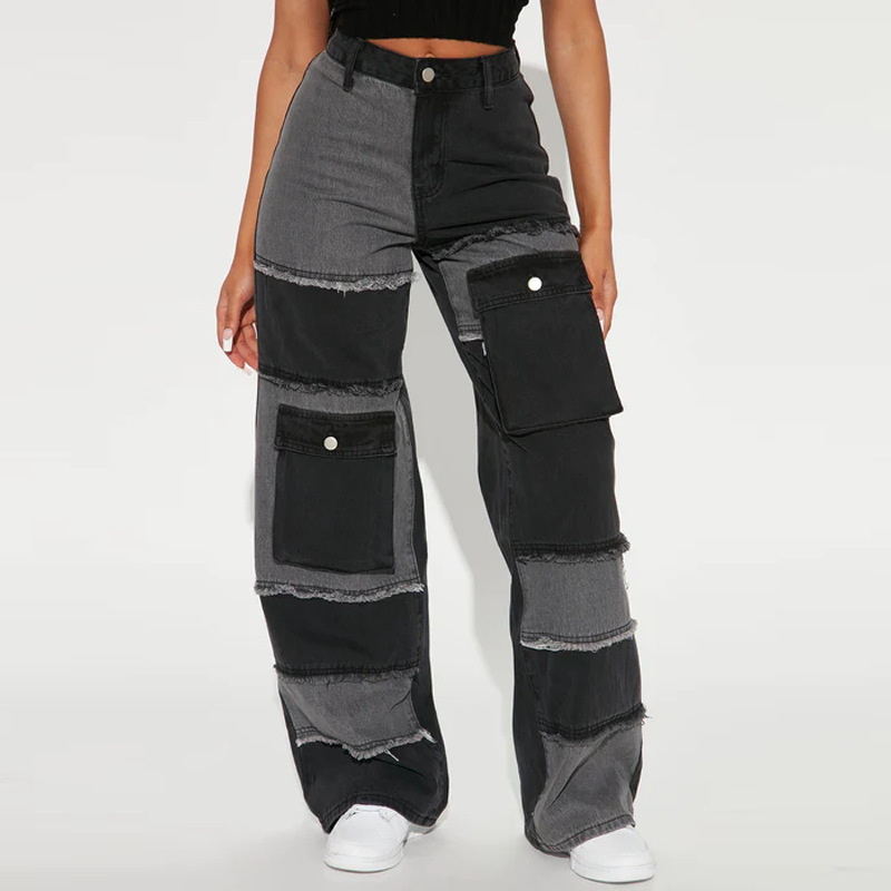 Farbblock-Jeans mit mehreren T – Women'S Fashion Utility Pants Bewertung und Preis