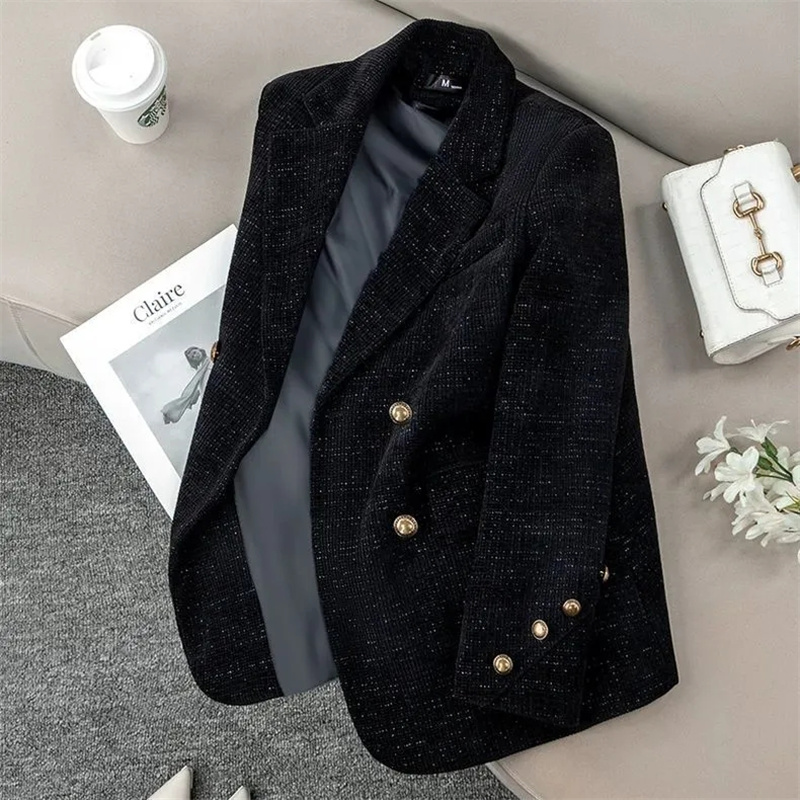 Schwarze Cordjacke für Damen,  – Velvet Blazer Women Bewertung und Preis