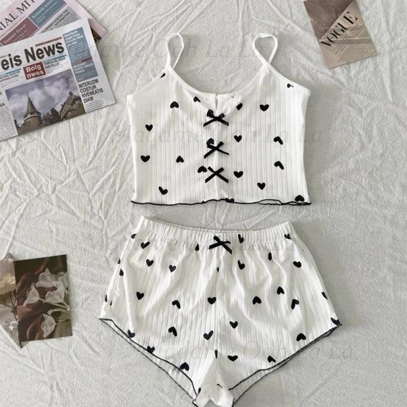 Sexy Pyjama-Set mit Herz-Print – V Neck Cami Top Bewertung und Preis