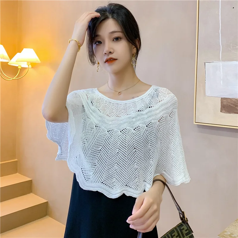 Einfarbig Aushöhlen Poncho Str – Women'S Fashion Poncho Bewertung und Preis
