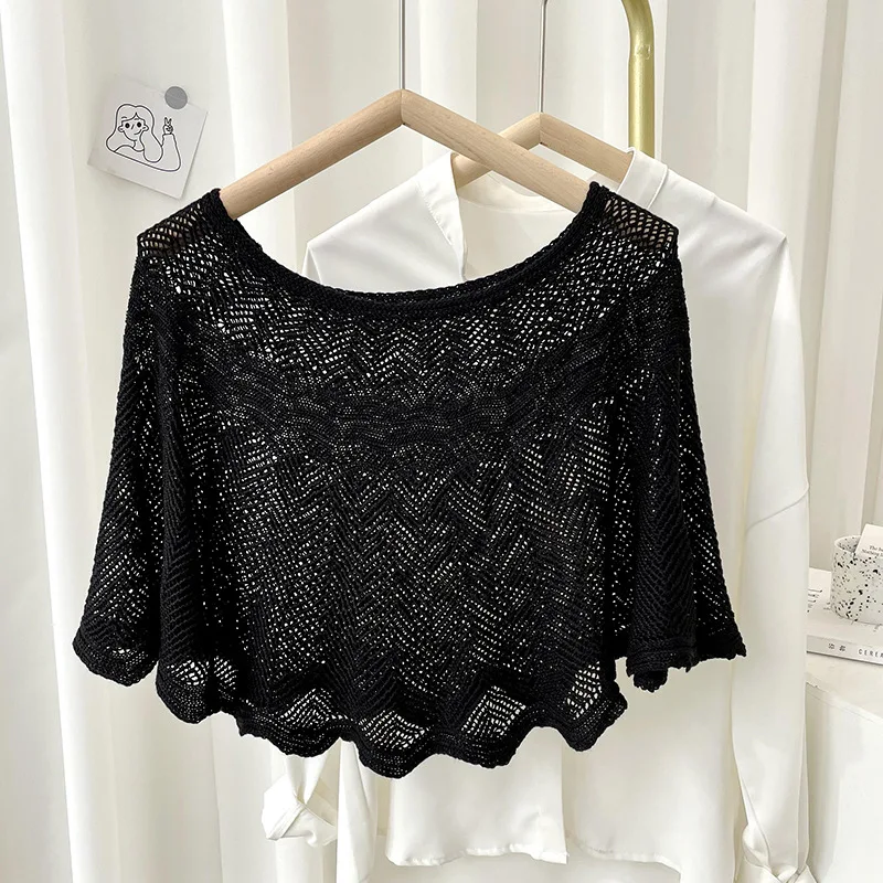 Einfarbig Aushöhlen Poncho Str – Women'S Fashion Poncho Bewertung und Preis