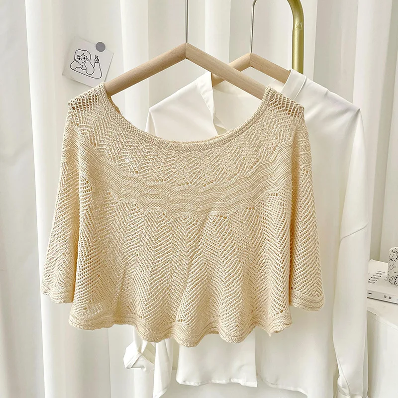 Einfarbig Aushöhlen Poncho Str – Women'S Fashion Poncho Bewertung und Preis