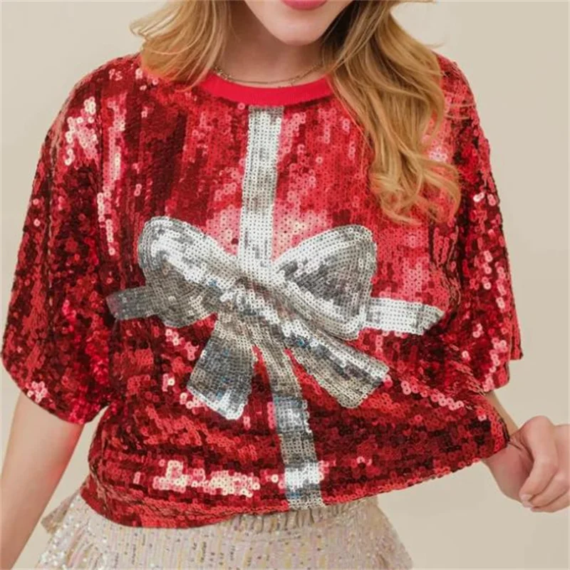 Damen-T-Shirt mit Pailletten,  – Women'S Fashion Rugby Shirt Bewertung und Preis