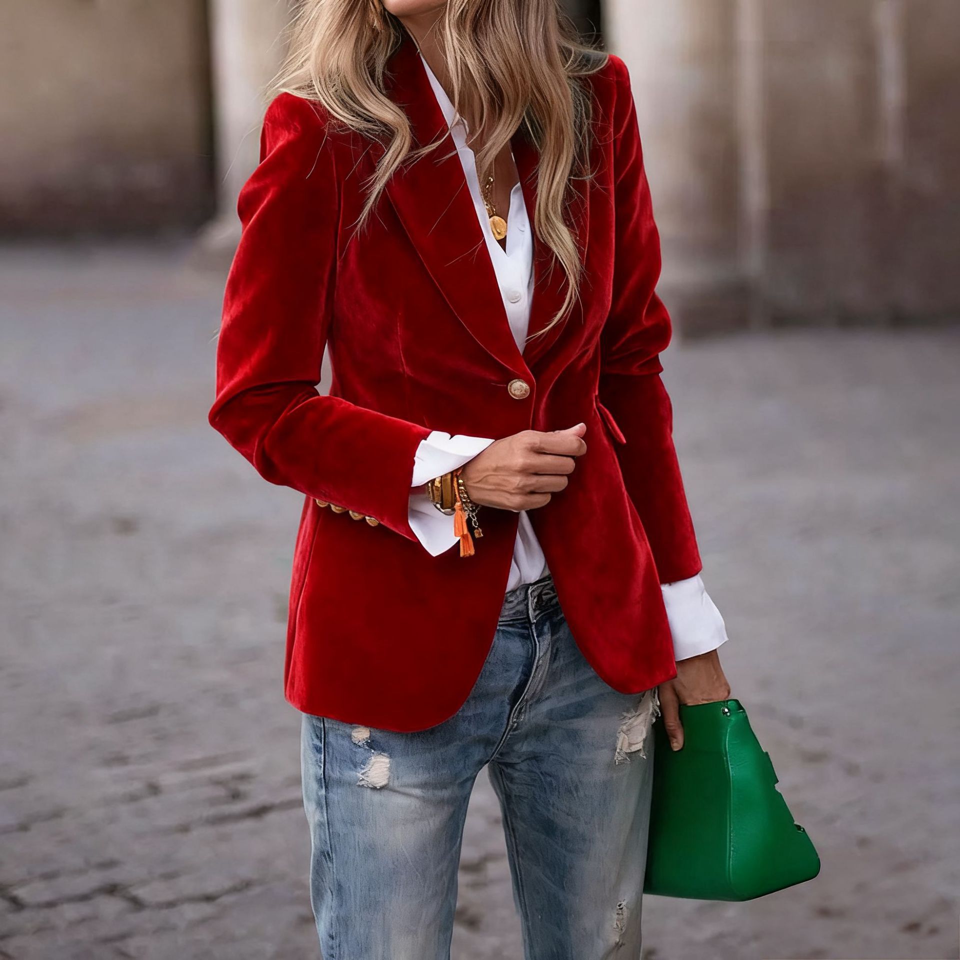 Damen Samt-Blazer mit Revers u – Velvet Blazer Women Bewertung und Preis