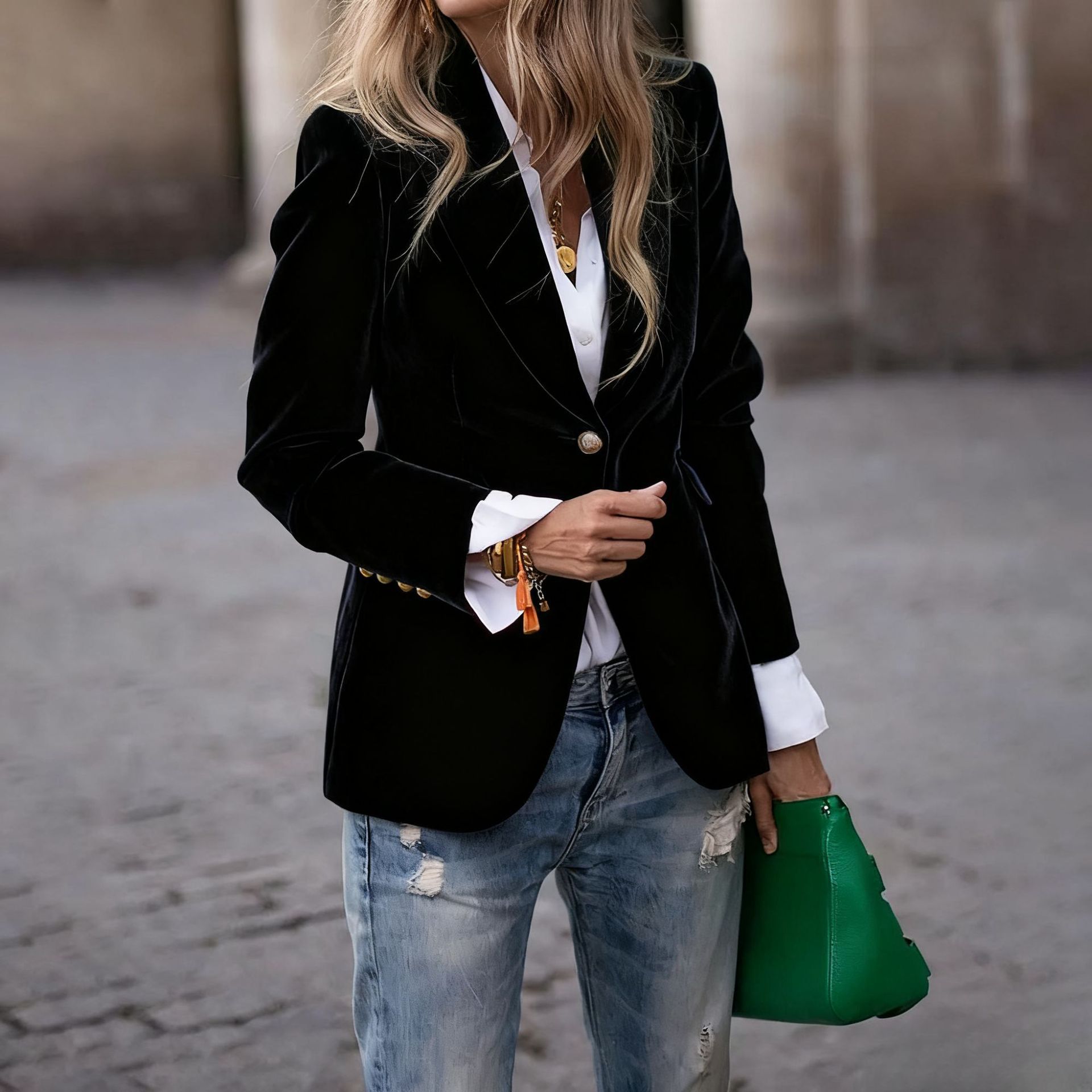 Damen Samt-Blazer mit Revers u – Velvet Blazer Women Bewertung und Preis