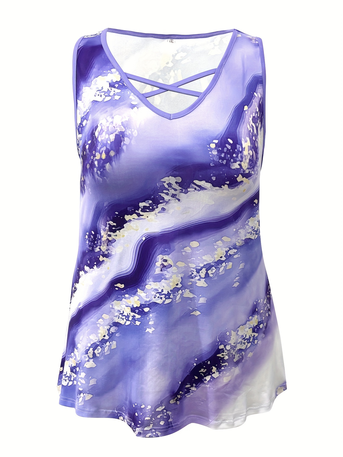 Plus Size Marmor Print Tank To – V Neck Cami Top Bewertung und Preis