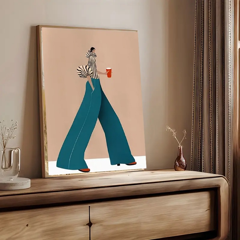 Modische blaue Hose Frau Poste – Women Fashion Drawing Bewertung und Preis