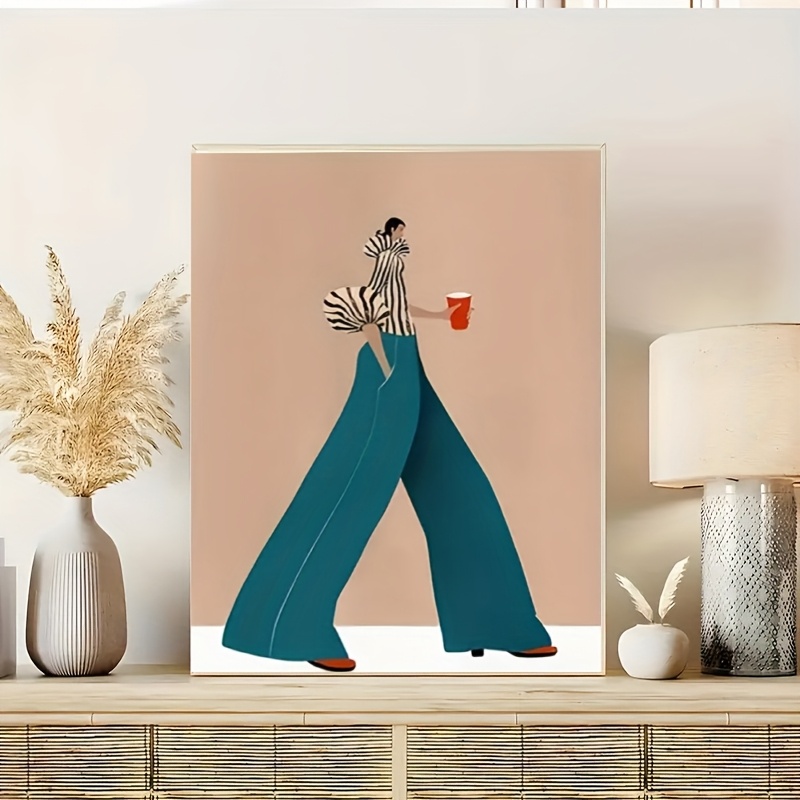 Modische blaue Hose Frau Poste – Women Fashion Drawing Bewertung und Preis