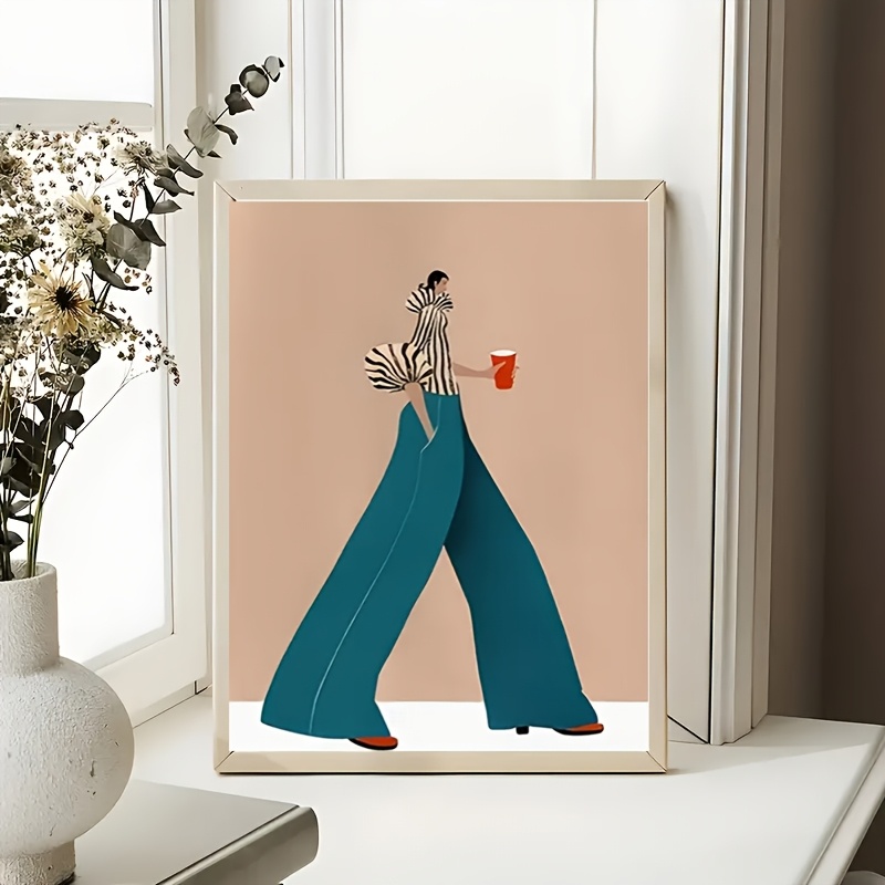 Modische blaue Hose Frau Poste – Women Fashion Drawing Bewertung und Preis